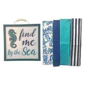 Find Me By the Sea Seahorse Sign Ribbon Summer Beach House Wreath Kit Bundle